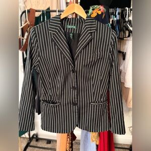 Lauren Ralph Lauren Black and White Striped Blazer